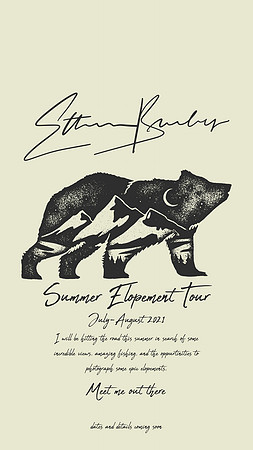Hiking t-shirt print with grizzly bear and mountains - explore t
